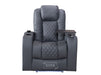 1+1 Set of Sofa Chairs. 2 Recliner Electric Chairs in Grey Leather - Pavia