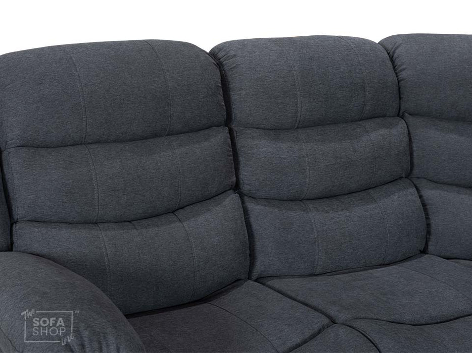 Electric Recliner Corner Sofa in Dark Grey Fabric with Console, Wireless Chargers & Cup Holders - Chelsea