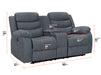 2 Seater Electric Recliner Sofa in Dark Grey Fabric with USB, Console, Cup holders & Storage - Chelsea