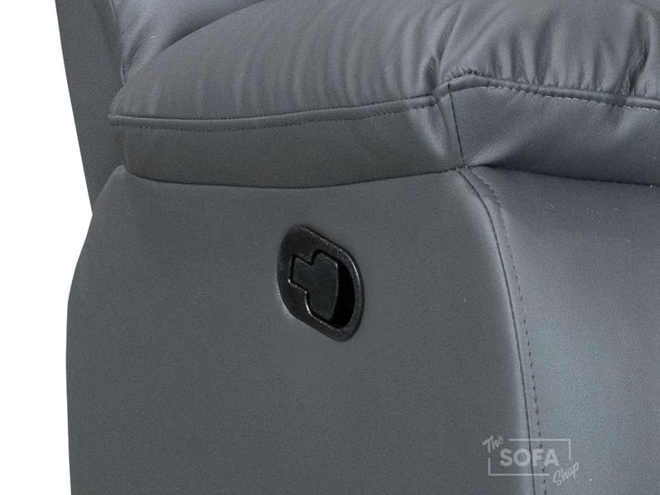 2 Seater Grey Leather Manual Recliner Cinema Sofa | Recliner Couch With High-Back Support & Comfortable Padding | Sorrento | The Sofa Shop