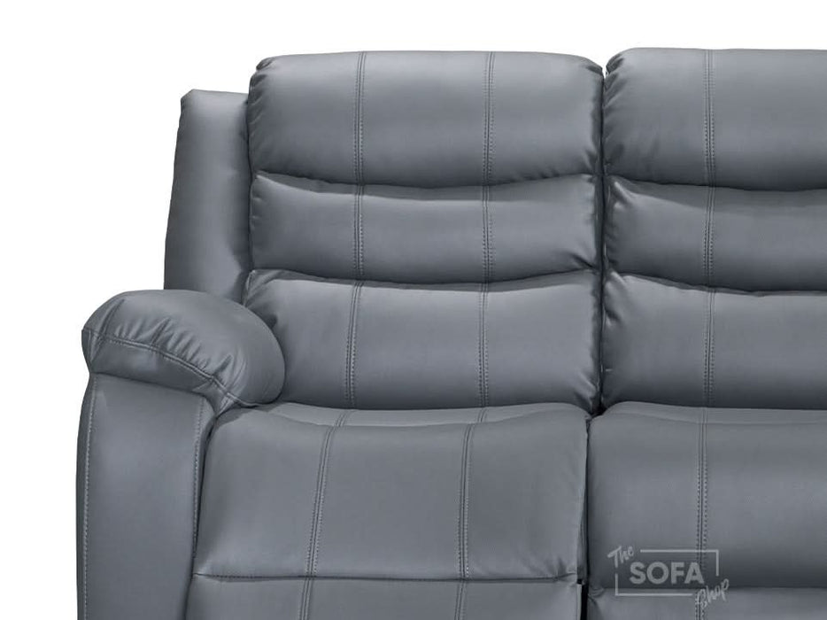 2 Seater Grey Leather Manual Recliner Cinema Sofa | Recliner Couch With High-Back Support & Comfortable Padding | Sorrento | The Sofa Shop