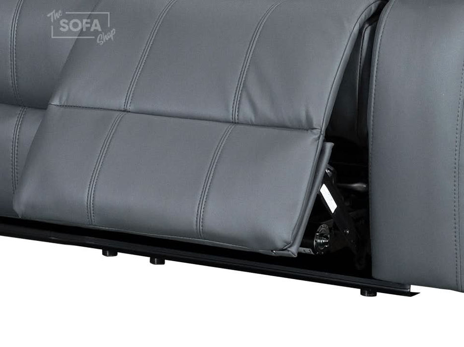 2 Seater Grey Leather Manual Recliner Cinema Sofa | Recliner Couch With High-Back Support & Comfortable Padding | Sorrento | The Sofa Shop