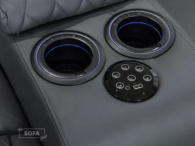 2-Seater Electric Recliner with Power, Massage, and Console | Smart Cinema Sofa in Grey Leather | Venice | Sofa Sale