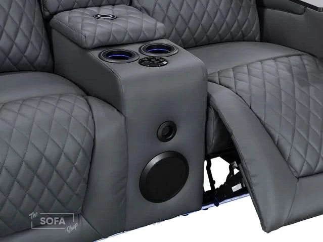 2-Seater Electric Recliner with Power, Massage, and Console | Smart Cinema Sofa in Grey Leather | Venice | Sofa Sale