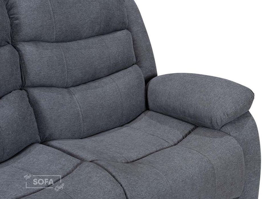 3+3 Fabric Sofa Set & Recliner Sofa Package in Dark Grey With Drop-Down Table & Cup Holders - Sorrento