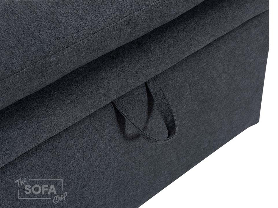 Dark Grey Fabric Cushion Top Footstool - Ravenna