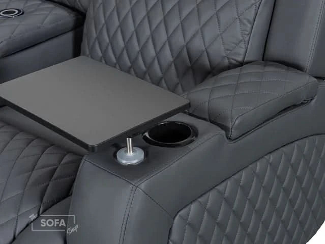 2-Seater Electric Recliner with Power, Massage, and Console | Smart Cinema Sofa in Grey Leather | Venice | Sofa Sale