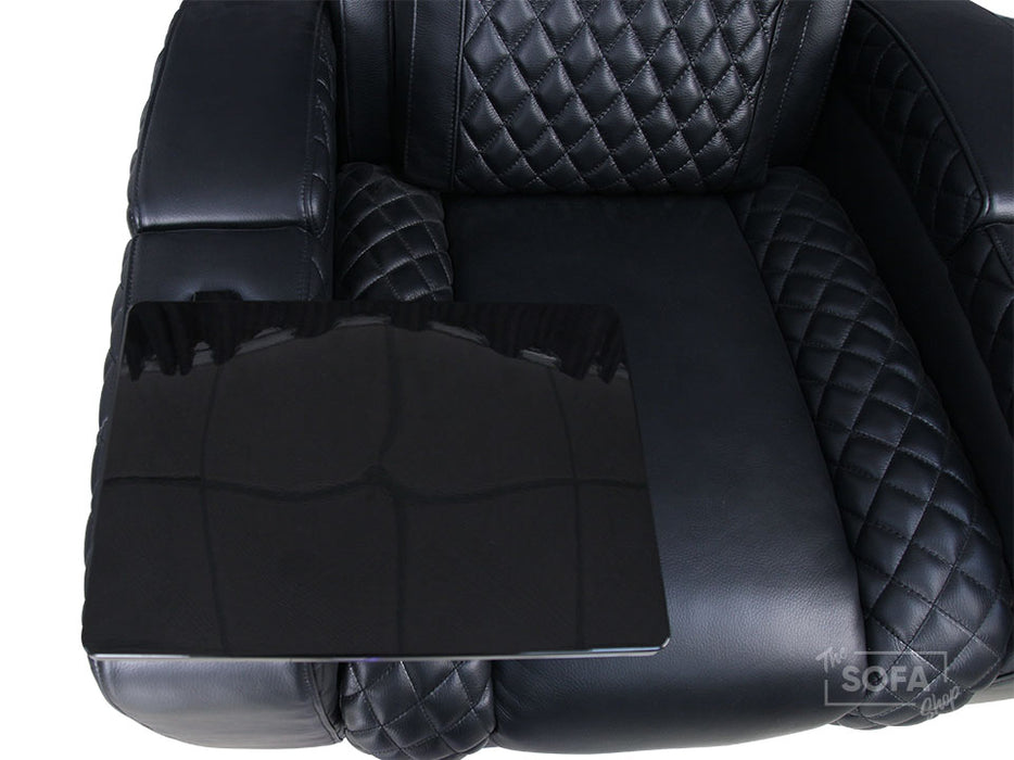 1 Seat Electric Recliner Chair Home Cinema Sofa | Real Leather Chair in Black + Power Headrest + Lumbar Support + Heat & Chill Cupholder + Table | Torino | The Sofa Shop