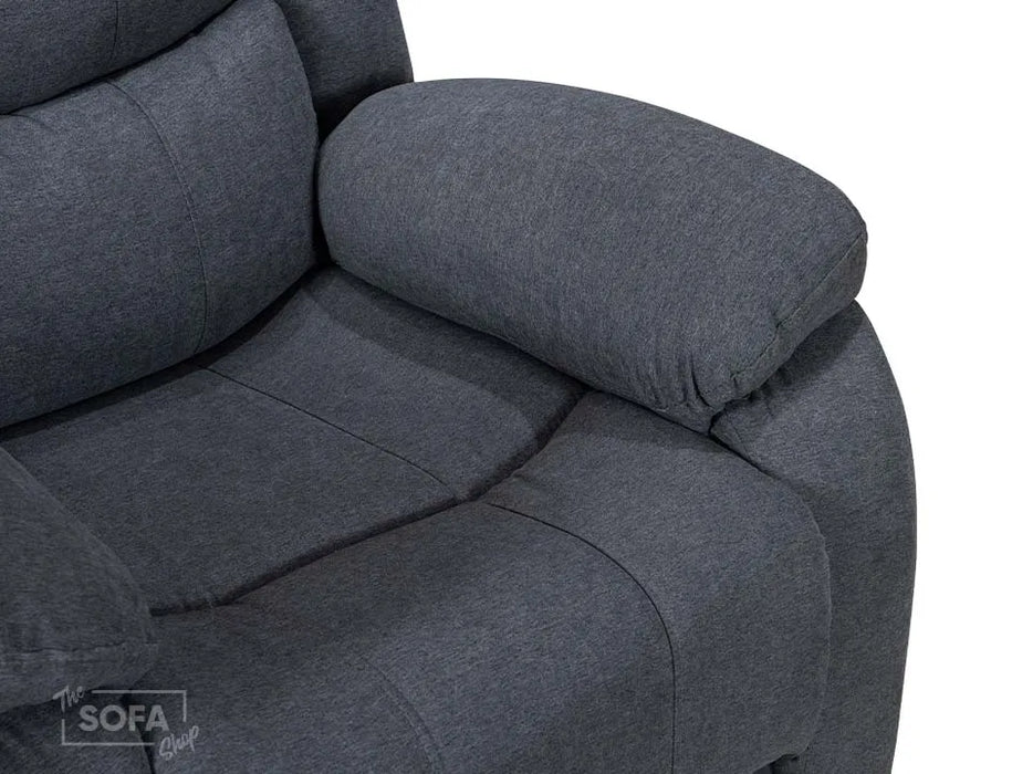 1 Seater Manual Recliner Chair in Dark Grey | Fabric Armchair with Fully Reclining Mechanism & Compact Design | Sortino | Sofa Sale