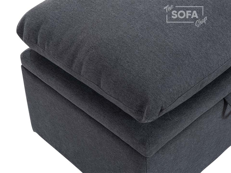 Dark Grey Fabric Cushion Top Footstool - Bari