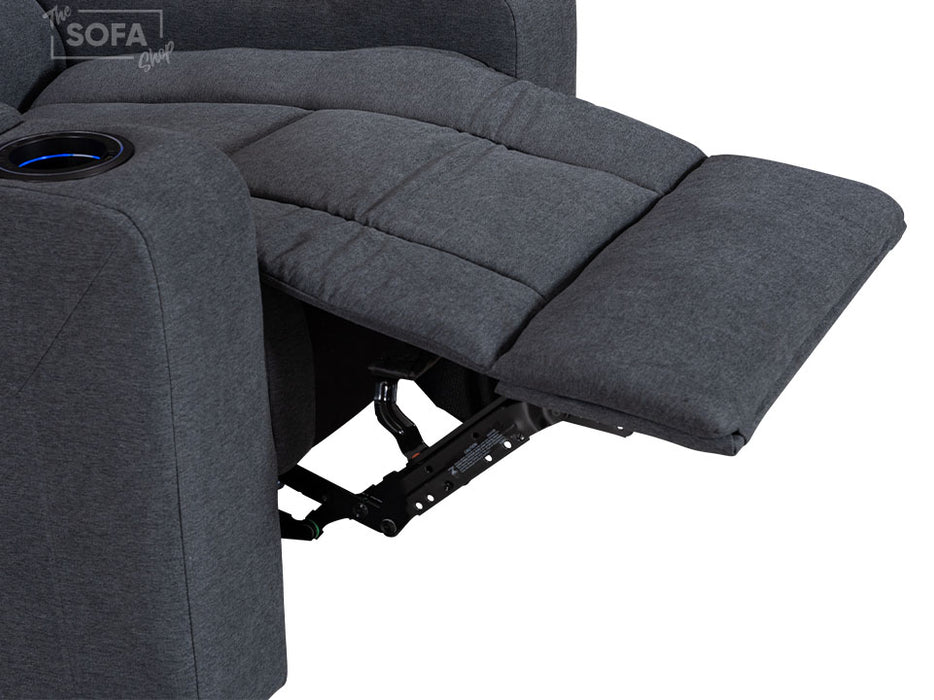 Electric Recliner Chair in Dark Grey Fabric - Massage + Power Headrest + USB - Siena