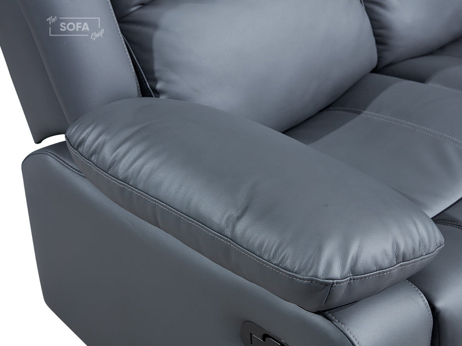 2 Seater Leather Recliner Sofa in Grey - Trento