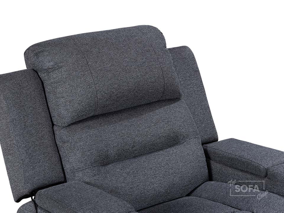 3 1 1 Electric Recliner Cinema Sofa and Chairs Set in Grey Fabric With Power Headrests, Wireless Charger & USB Ports - Lawson