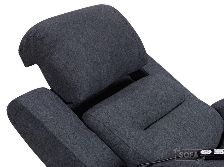 Electric Recliner Chair in Dark Grey Fabric - Massage + Power Headrest + USB - Siena