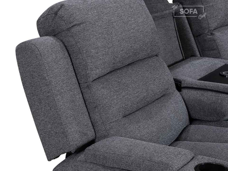 3 2 1 Electric Recliner Sofa Set. 3 Piece Cinema Sofa Package Suite in Grey Woven Fabric With Power Headrest & Wireless Charger & USB Ports - Lawson