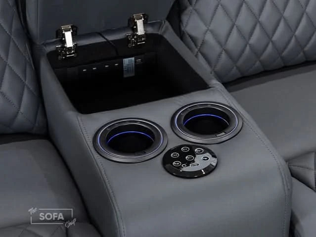 2-Seater Electric Recliner with Power, Massage, and Console | Smart Cinema Sofa in Grey Leather | Venice | Sofa Sale