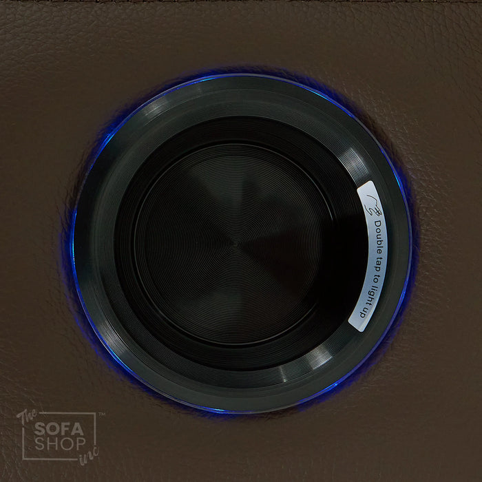 Real Leather 2+1 Electric Recliner Cinema Sofa Set in Dark Brown | 2 Piece Sofa Set with Massage, USB Ports, Cup Holders, Storage Boxes & Wireless Charger | Capri | The Sofa Shop