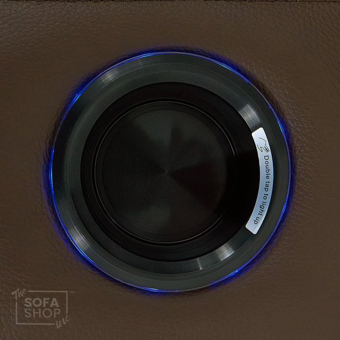 Dark Brown Real Leather 3 Seater Cinema Sofa | Electric Recliner Couch with Massage, Heat, Fold-Down Table & Wireless Charger | Capri | The Sofa Shop