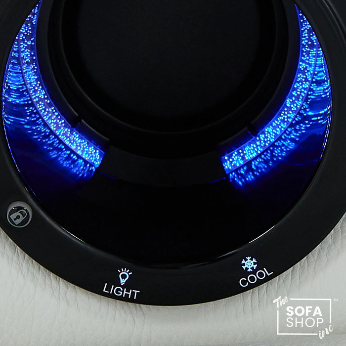 2 Seater Real Leather Electric Recliner Cinema Sofa in White | Massage, Bluetooth, Console, Heating & Cooling Cup Holders | Napoli | The Sofa Shop