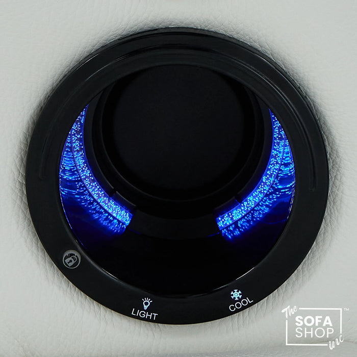 2 Seater Real Leather Electric Recliner Cinema Sofa in White | Massage, Bluetooth, Console, Heating & Cooling Cup Holders | Napoli | The Sofa Shop