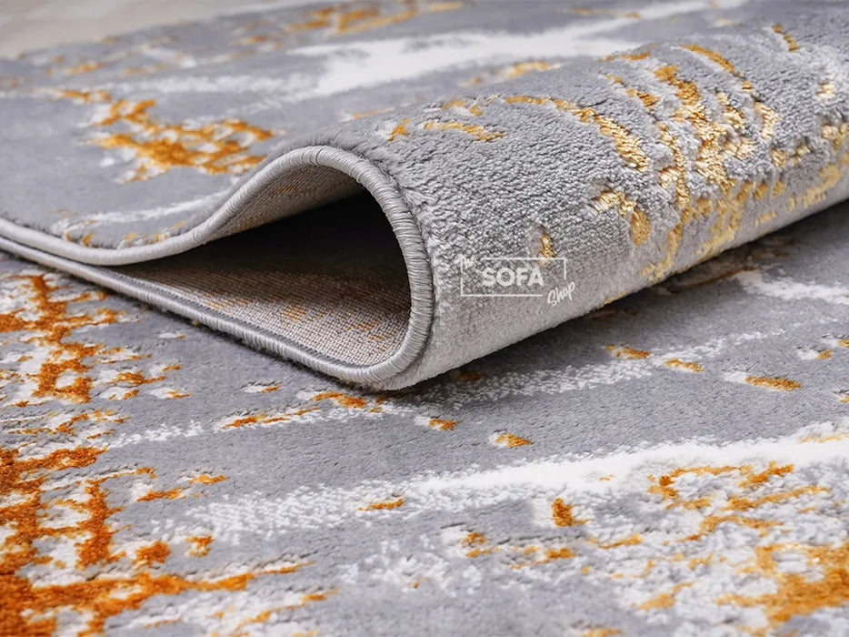 Grey Rug Woven Fabric in Small & Large Sizes - Elda