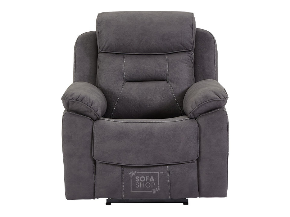 2 1 1 Electric Recliner Sofa inc. Chairs in Black Fabric with LED Cup Holders & Storage & Wireless Charger - Florence