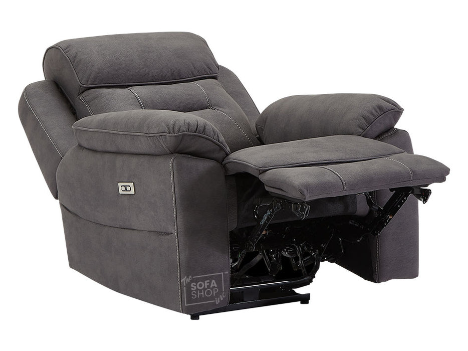 3+1 Recliner Sofa Set inc. Chair in Black Fabric With Drop-Down Table & Power Headrest & Cup Holders - 2 Piece Florence Power Sofa Set