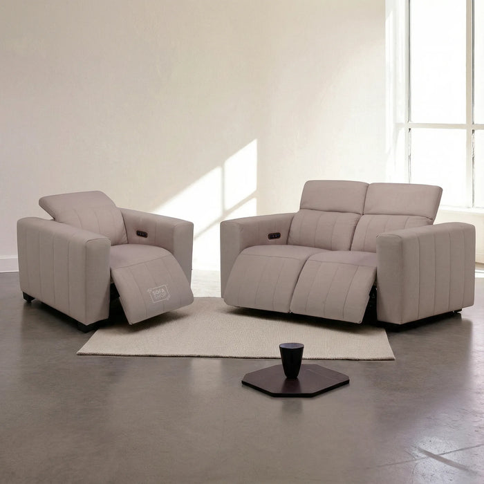 2+1 Electric Recliner Fabric Sofa Set | Pink Sofa with Adjustable Headrest & USB | Sample Sofa