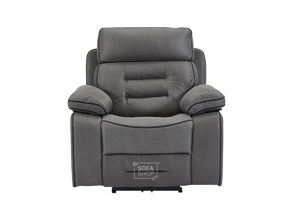 Electric Recliner Chair & Cinema Seat in Grey Fabric - Massage + Power Headrest + USB - Tuscany