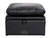 Black Leather Cushion Top Footstool - Bari