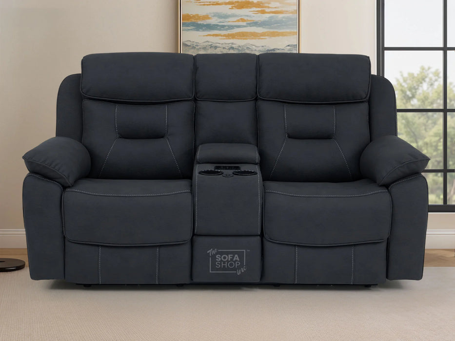 2 Seat Electric Recliner Home Cinema Sofa | Fabric Couch In Charcoal Grey | Hi-Tech Sofa with Massage + Chilled Cupholders + Console + USB | Florence