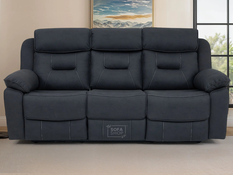 3 Seat Electric Recliner Home Cinema Sofa | Fabric Couch In Charcoal Grey | Hi-Tech Sofa with Massage + Cupholders + Table + Power Headrests + Speakers | Florence
