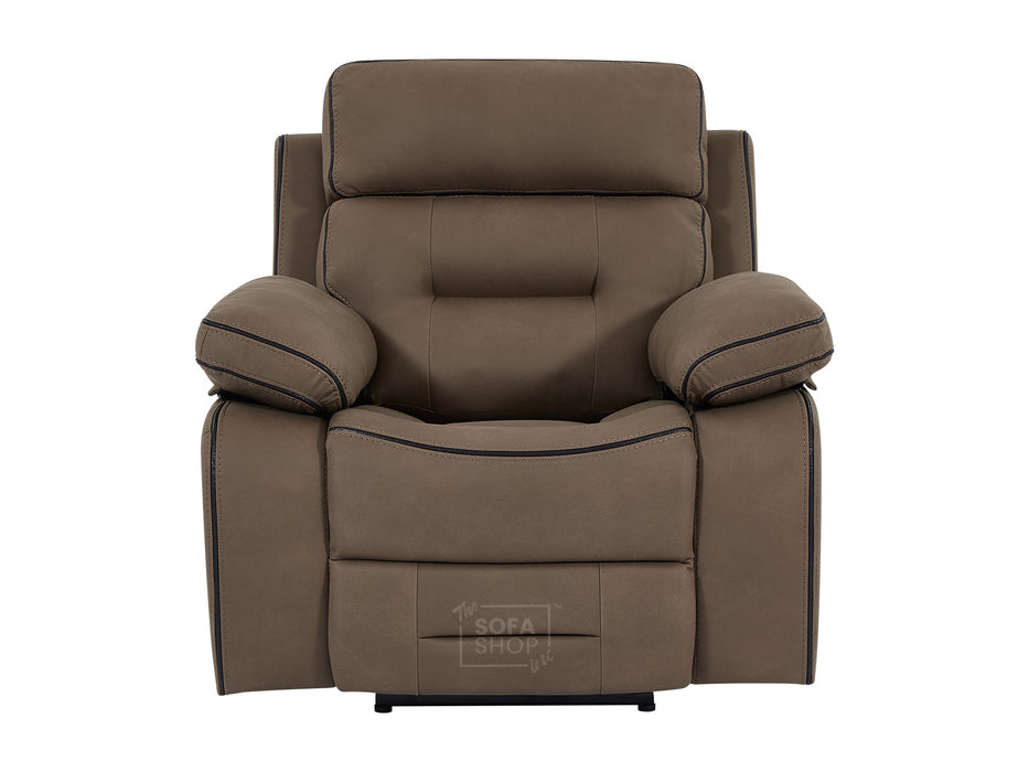 Fabric Electric Recliner | Smart 1 Seater Chair in Brown | Home Theatre Seating With Massage & USB Port & Power Headrest | Sicily | The Sofa Shop