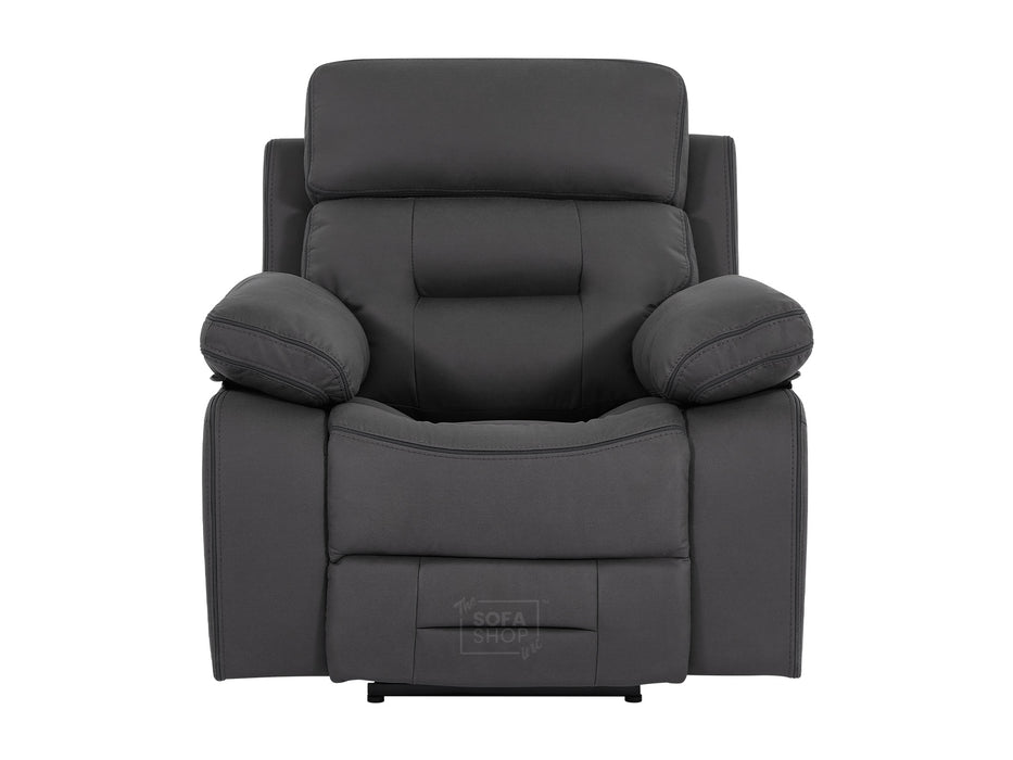 Fabric Cinema Seat in Grey with Power Headrest, Power Recliner & USB Charging Button | Grey Fabric | Sicily | The Sofa Shop