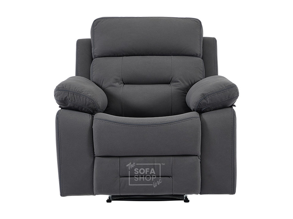 3+1 Recliner Sofa Set inc. Chair in Grey Velvet With Drop-Down Table & Cup Holders & USB Ports - 2 Piece Foster Power Sofa Set