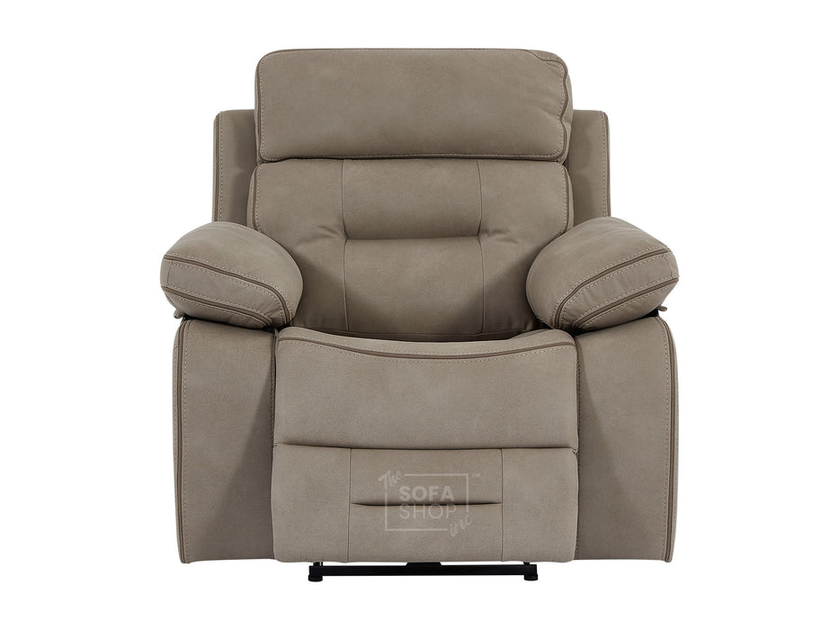 1 Seater Electric Reclining Chair | Smart Cinema Chair in Beige Fabric | USB Port & Power Headrest & Massage | Sicily | The Sofa Shop