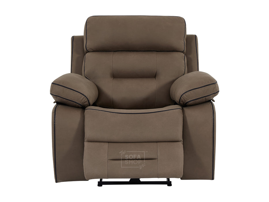 3 Seater Electric Recliner Sofa & Chair Package | 3+1 Home Theatre Set with Bluetooth, Massage Seat & Power Recliners | Brown Fabric Sicily | The Sofa Shop