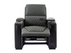 Electric Recliner Chair & Cinema Seat in Grey Real Leather with USB, LED Lights and Chilled Cupholders - Assisi