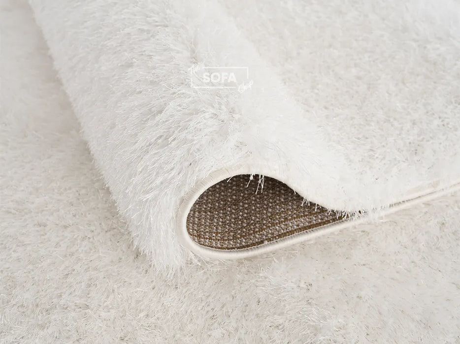 White Rug Shaggy Fabric in Small, Medium & Large Sizes - Jumilla