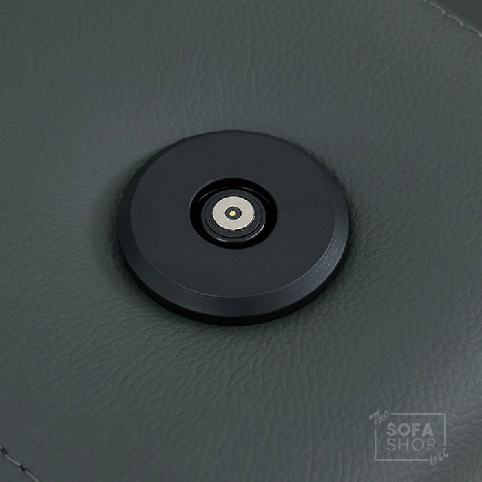 3 Seat Real Leather Electric Recliner Home Cinema Theatre Sofa In Grey with Chilled Cupholder + USB C to Stay Charged + Fully Reclining Seats & Lumbar Support | Assisi