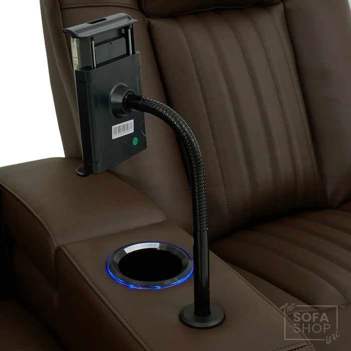 Real Leather 2+1 Electric Recliner Cinema Sofa Set in Dark Brown | 2 Piece Sofa Set with Massage, USB Ports, Cup Holders, Storage Boxes & Wireless Charger | Capri | The Sofa Shop