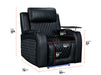 2 1 1 Electric Recliner Sofa Set inc. Cinema Seats in Black Leather. 3 Piece Cinema Sofa with LED Cup Holders, Storage, Speaker - Venice Series One