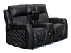 2 1 1 Electric Recliner Sofa Set inc. Cinema Seats in Black Leather. 3 Piece Cinema Sofa with LED Cup Holders, Storage, Speaker - Venice Series One