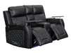 2 1 1 Electric Recliner Sofa Set inc. Cinema Seats in Black Leather. 3 Piece Cinema Sofa with LED Cup Holders, Storage, Speaker - Venice Series One