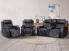 2 1 1 Electric Recliner Sofa Set inc. Cinema Seats in Black Leather. 3 Piece Cinema Sofa with LED Cup Holders, Storage, Speaker - Venice Series One