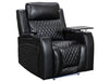 2 1 1 Electric Recliner Sofa Set inc. Cinema Seats in Black Leather. 3 Piece Cinema Sofa with LED Cup Holders, Storage, Speaker - Venice Series One