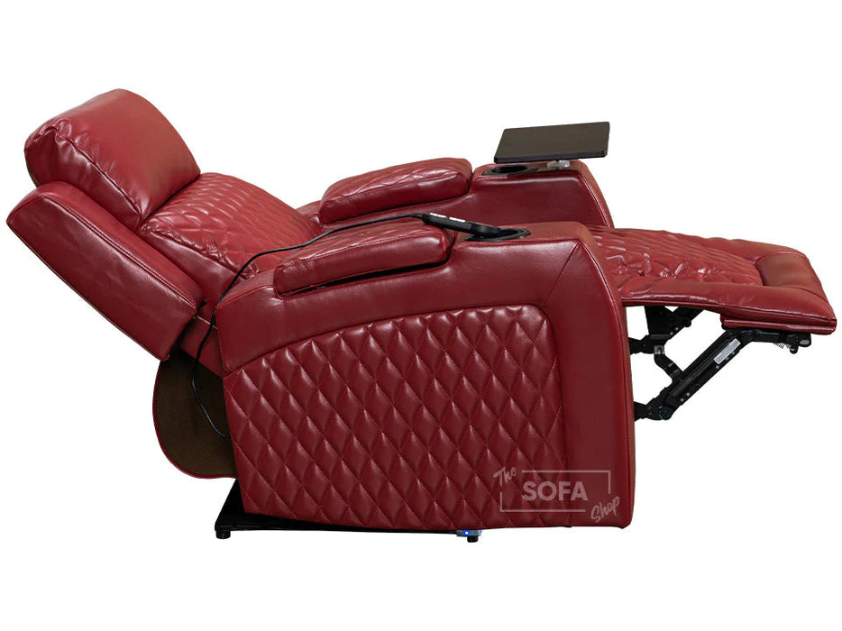 2 Recliner Cinema Chairs. 1+1 Set of Sofa Chairs in Red Leather - Venice Series One