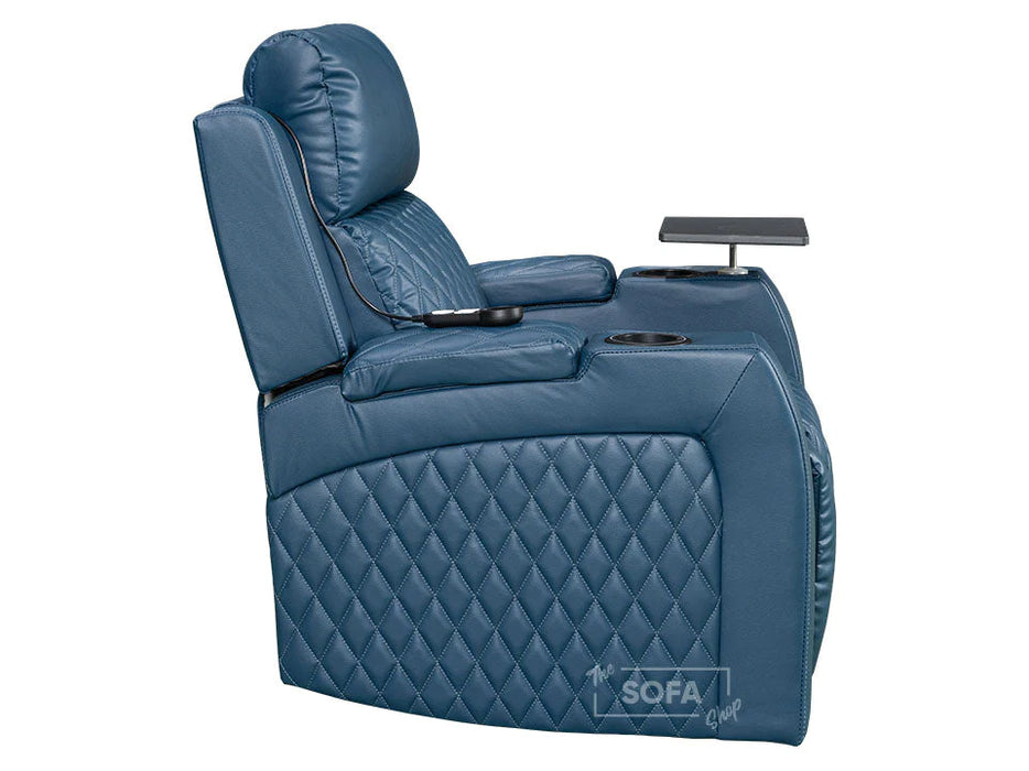 1+1 Set of Sofa Chairs in Blue Leather - 2 Recliner Cinema Chairs - Venice Series One