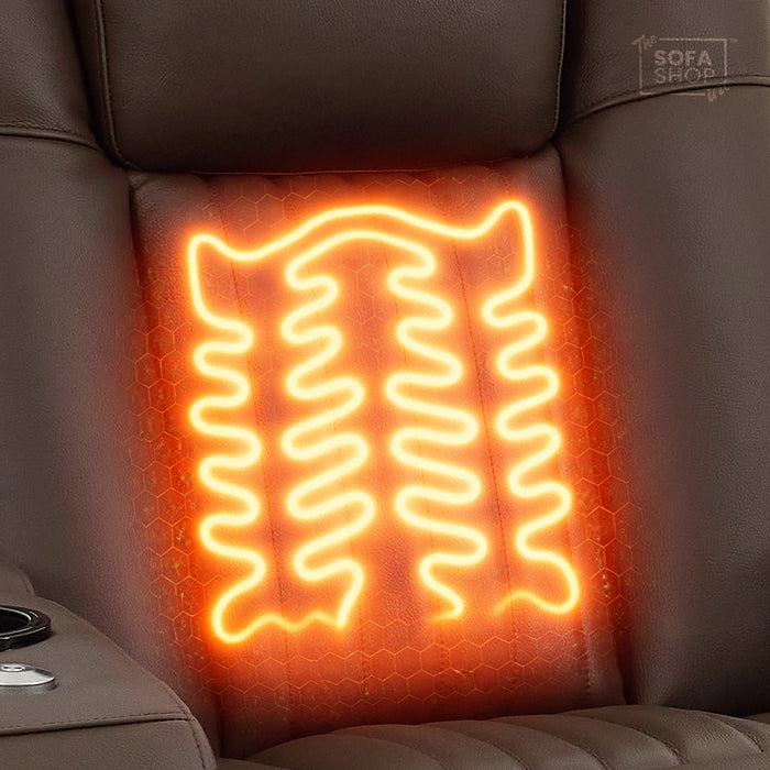 Dark Brown Real Leather 3 Seater Cinema Sofa | Electric Recliner Couch with Massage, Heat, Fold-Down Table & Wireless Charger | Capri | The Sofa Shop