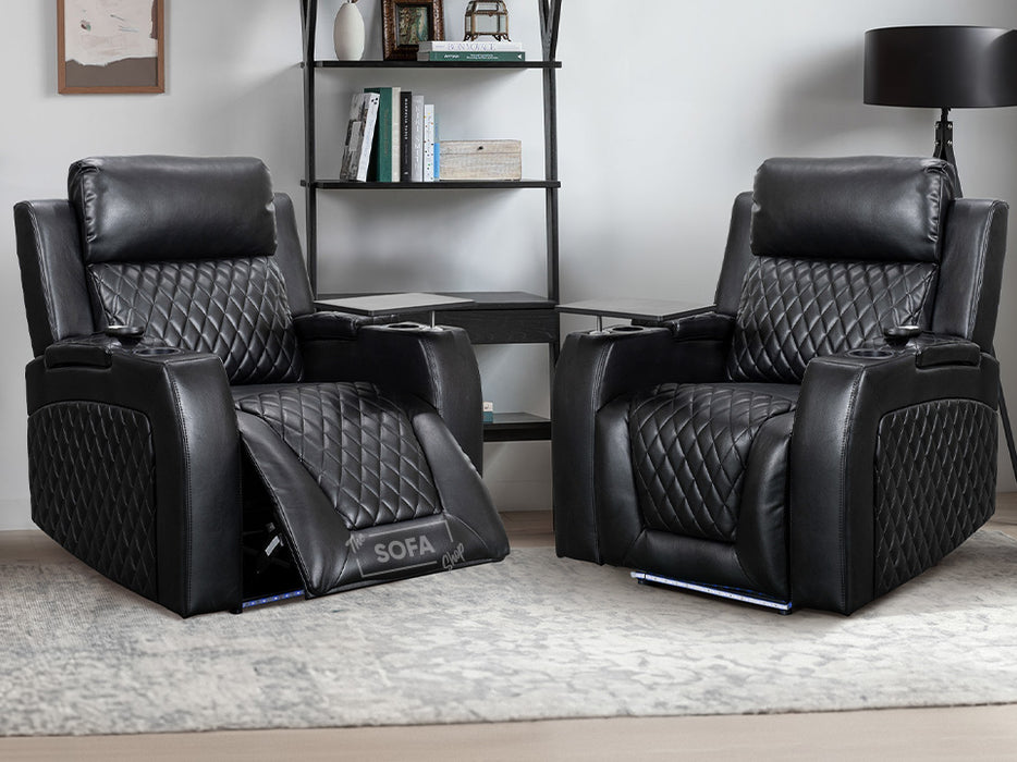 1+1 Set of Sofa Chairs. 2 Piece of Cinema Chairs in Black Leather - Venice Series One